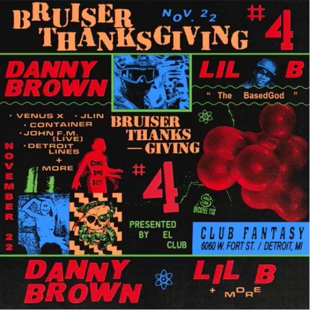 Danny Brown announces “Bruiser Thanksgiving 4” concert with Lil B, Jlin