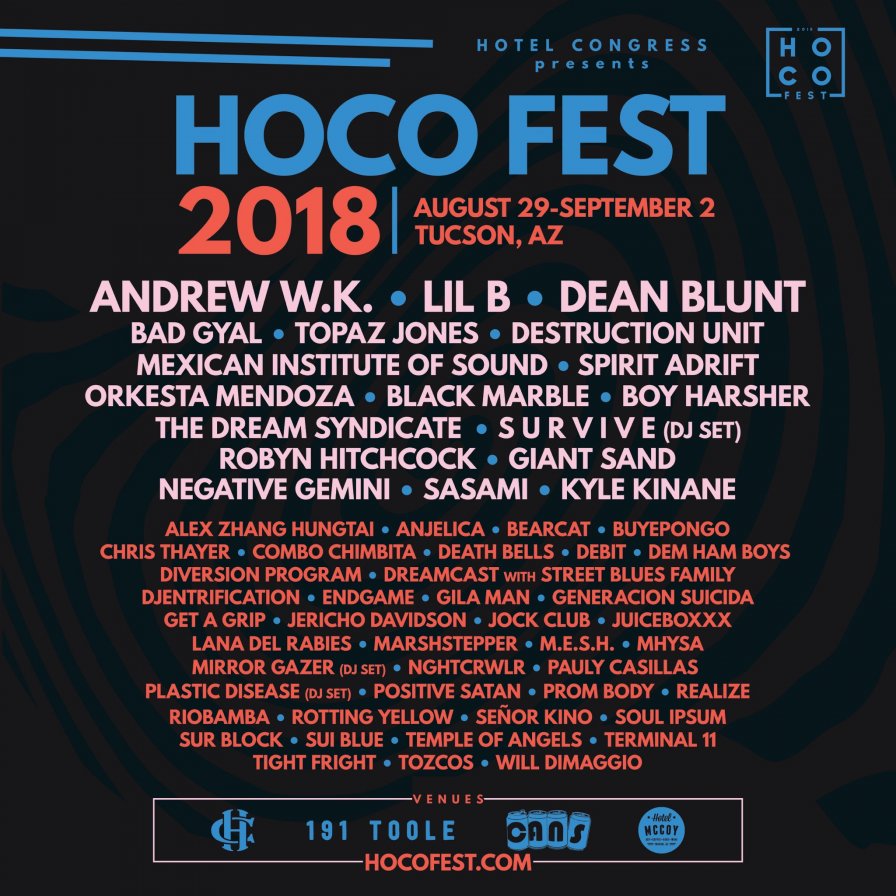 Dean Blunt, M.E.S.H., Lil B, Bad Gyal, and more to visit Arizona for HOCO Fest 2018, stay because the airport is a desert miraaaage