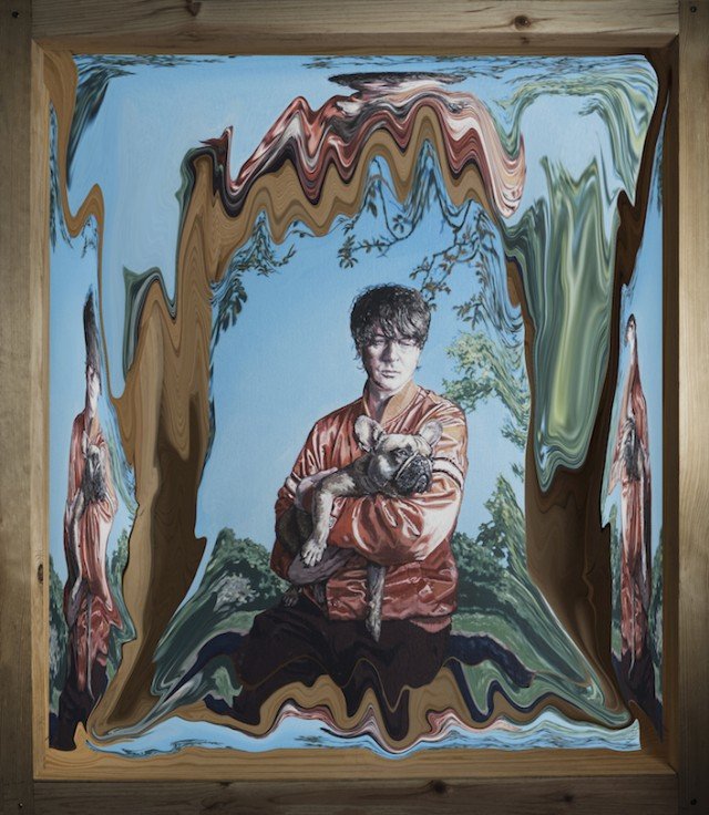 Don't let this amazing painting of Panda Bear holding a french bulldog distract you from the announcement of his new album Buoys